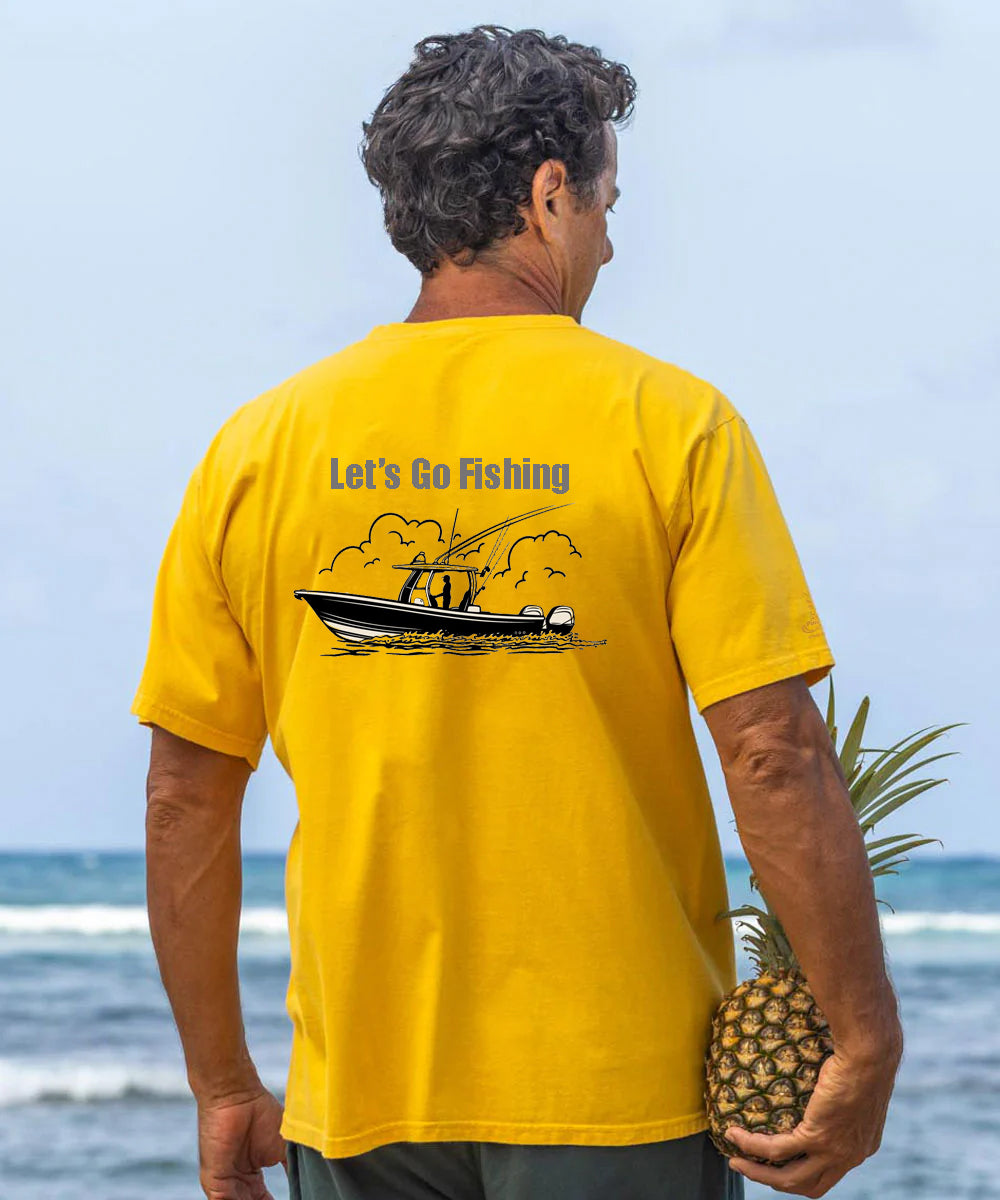 Vacation Let's Go Fishing Men's Cotton T-shirt