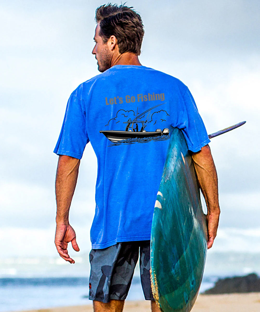 Vacation Let's Go Fishing Men's Cotton T-shirt