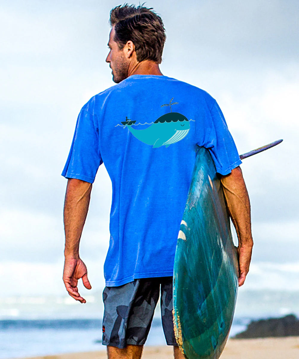 Vacation Boating With Whale Men's Cotton T-shirt