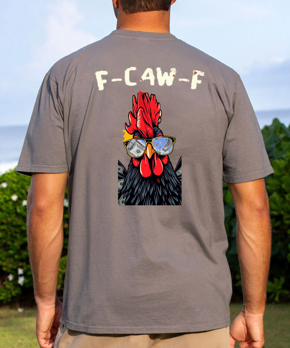 F-Caw-F Dollars Rooster Men's Cotton T-shirt