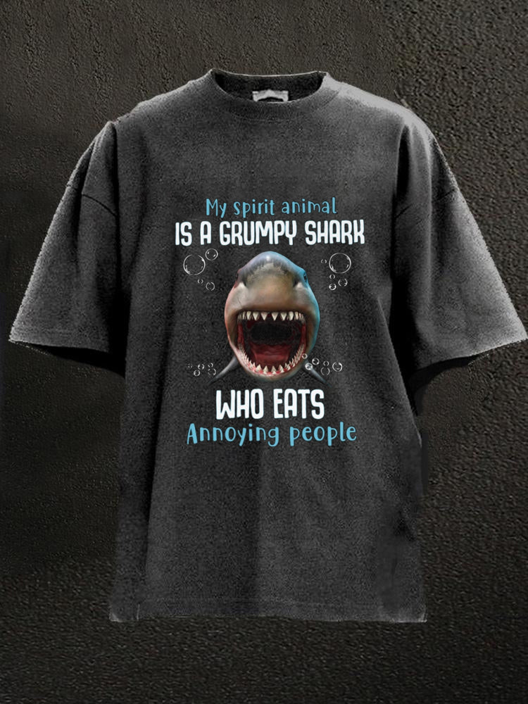 Grumpy Shark Vacation Washed Men's T-shirt