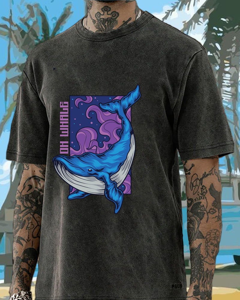 OH Whale Shark Vacation Washed Men's T-shirt