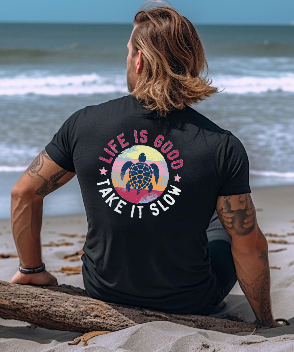 Vacation Life Is Good Take It Slow Men's Cotton T-shirt