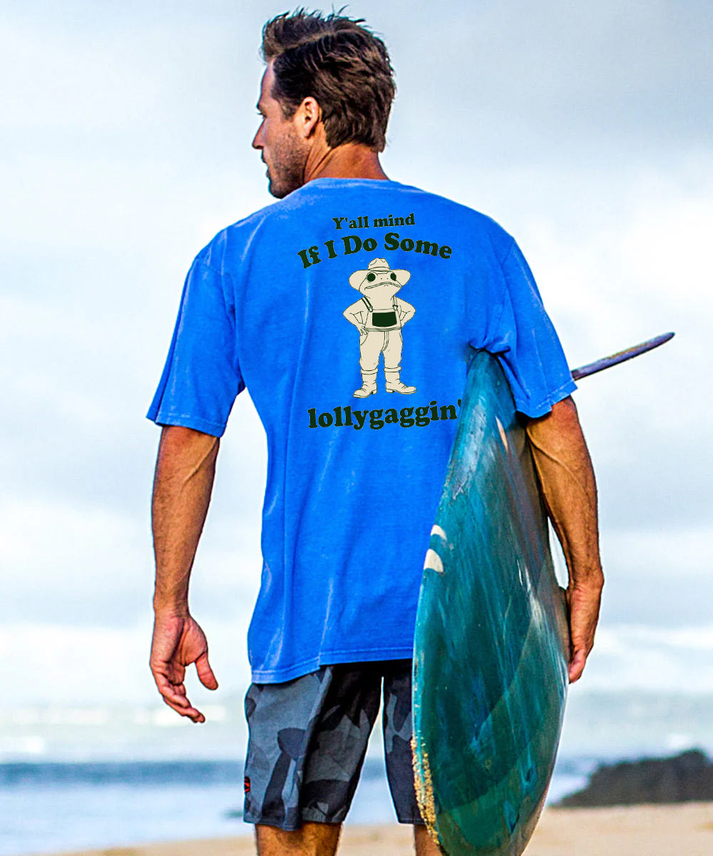 Vacation Cowboy Frog Y'all Mind lf l Do Some Lollygaggin' Men's Cotton T-shirt