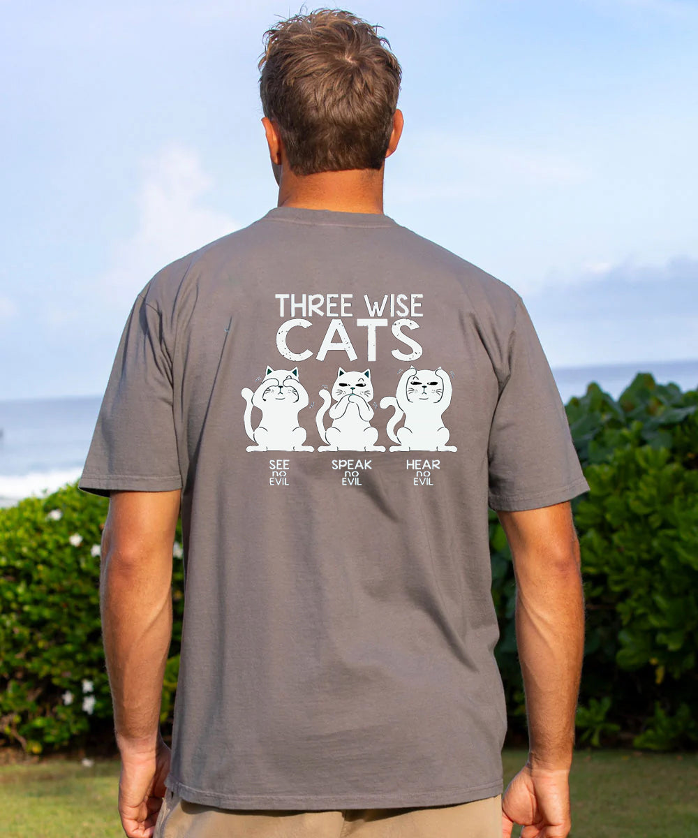 Three Wise Cat Men's Cotton T-shirt