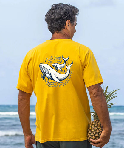 Vacation Whales Playing In the Sea Men's Cotton T-shirt