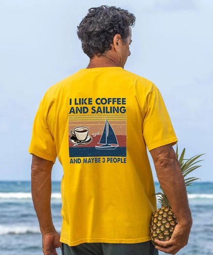 Vacation I Like Coffee And Sailing And Maybe 3 People Men's Cotton T-shirt