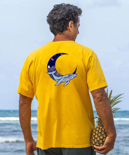 Vacation Whale Sleeping On The Moon Men's Cotton T-shirt
