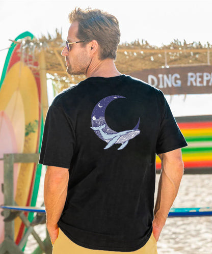 Vacation Whale Sleeping On The Moon Men's Cotton T-shirt