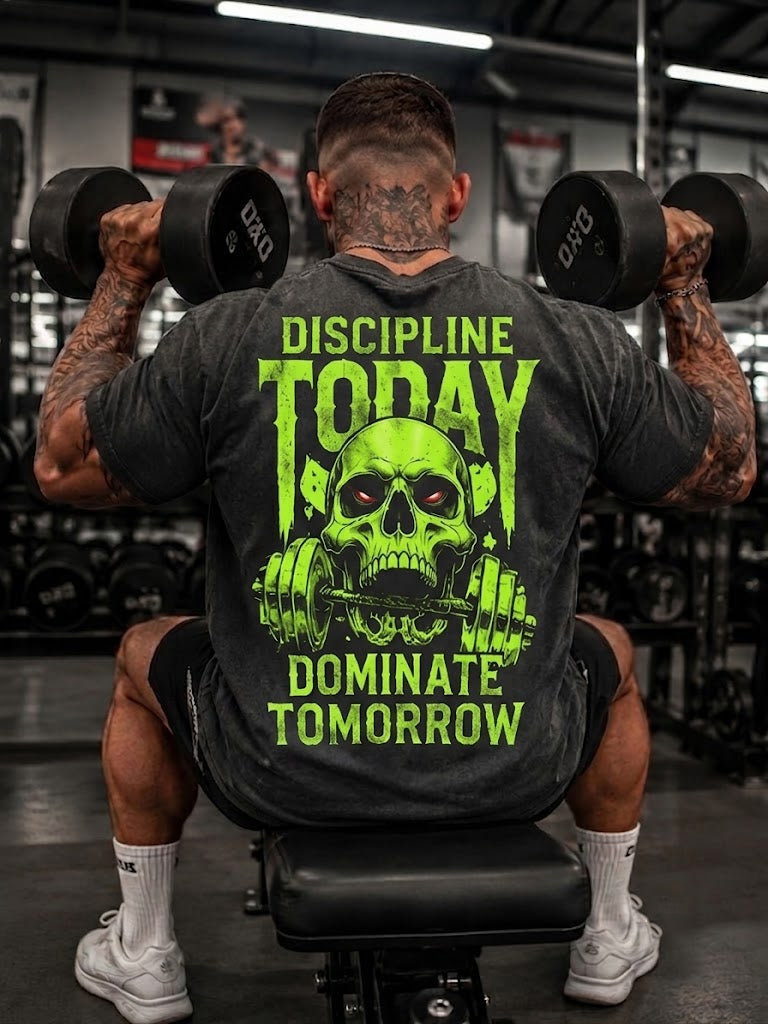 DISCIPLINE TODAY DOMINATE TOMORROW Washed Men's T-shirt