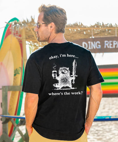 Vacation Okay, I'm Here. Where's The Work Raccoon Men's Cotton T-shirt