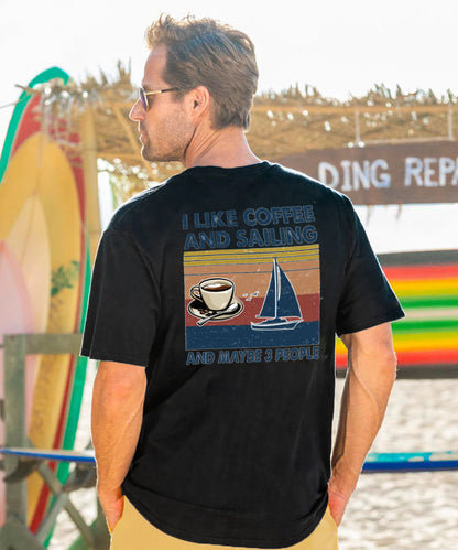 Vacation I Like Coffee And Sailing And Maybe 3 People Men's Cotton T-shirt