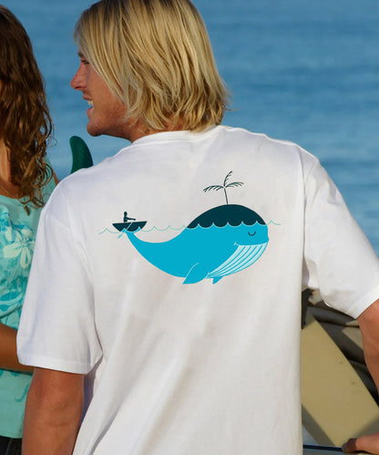 Vacation Boating With Whale Men's Cotton T-shirt