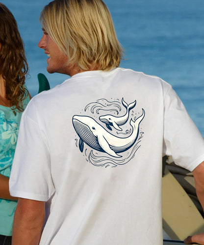 Vacation Whales Playing In the Sea Men's Cotton T-shirt
