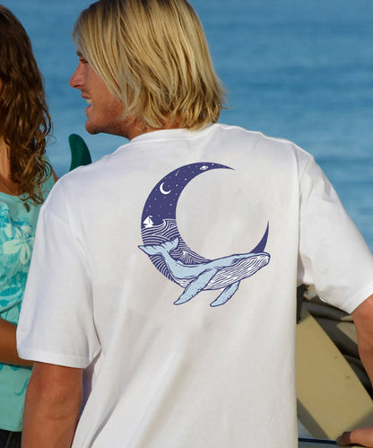 Vacation Whale Sleeping On The Moon Men's Cotton T-shirt