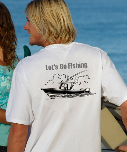Vacation Let's Go Fishing Men's Cotton T-shirt