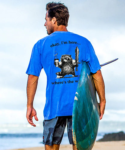 Vacation Okay, I'm Here. Where's The Work Raccoon Men's Cotton T-shirt