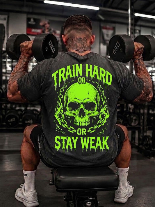 TRAIN HARD OR STAY AWAY Washed Men's T-shirt
