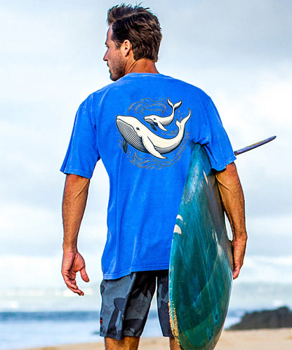 Vacation Whales Playing In the Sea Men's Cotton T-shirt