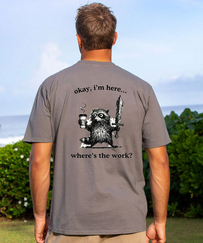 Vacation Okay, I'm Here. Where's The Work Raccoon Men's Cotton T-shirt