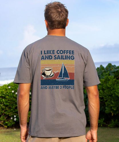 Vacation I Like Coffee And Sailing And Maybe 3 People Men's Cotton T-shirt