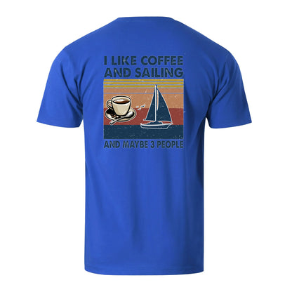 Vacation I Like Coffee And Sailing And Maybe 3 People Men's Cotton T-shirt