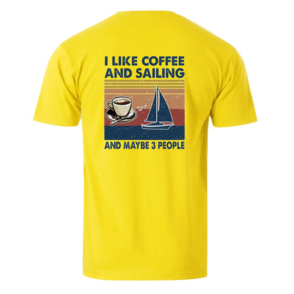 Vacation I Like Coffee And Sailing And Maybe 3 People Men's Cotton T-shirt