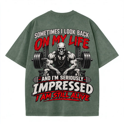 Sometimes I Look Back On My Life Washed Gym Men's T-shirt