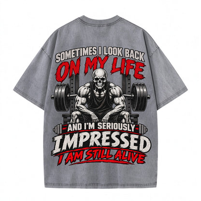 Sometimes I Look Back On My Life Washed Gym Men's T-shirt