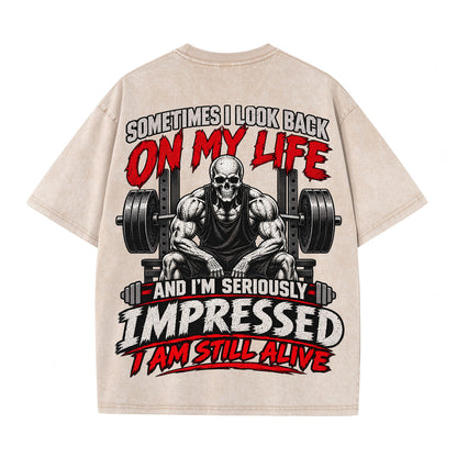 Sometimes I Look Back On My Life Washed Gym Men's T-shirt