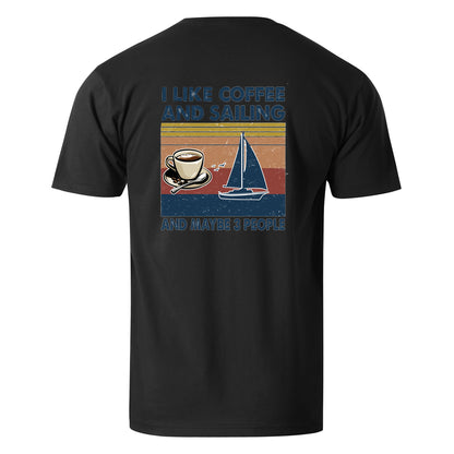 Vacation I Like Coffee And Sailing And Maybe 3 People Men's Cotton T-shirt