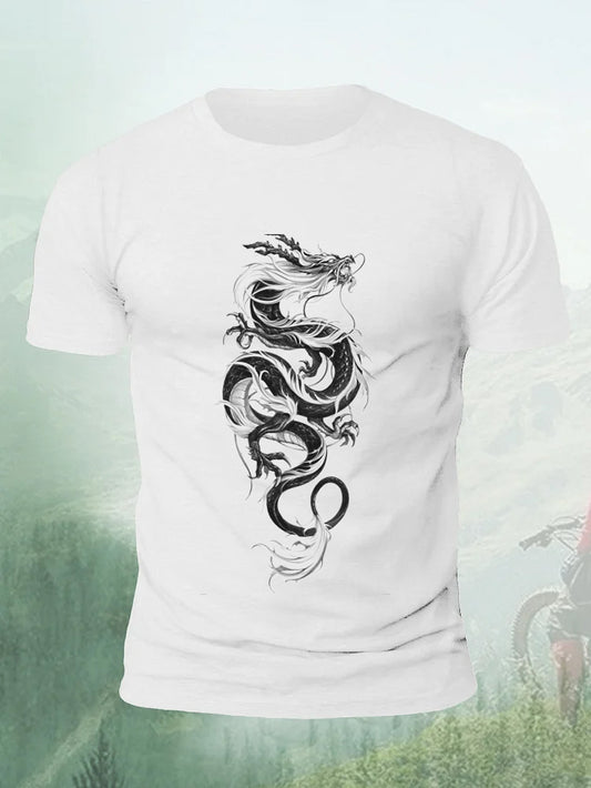 Chinese Ink Loong Painting Men's T-shirt