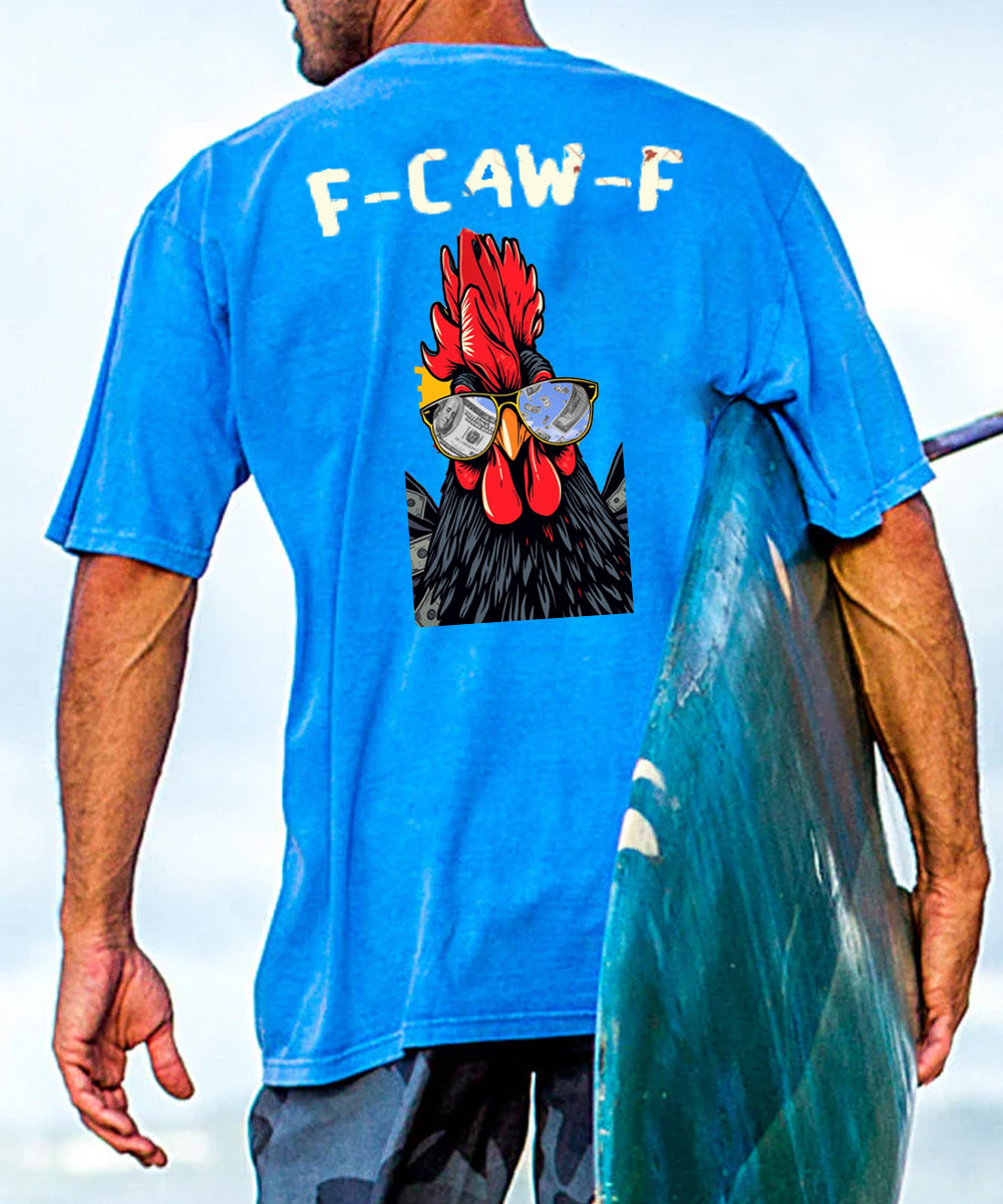 F-Caw-F Dollars Rooster Men's Cotton T-shirt