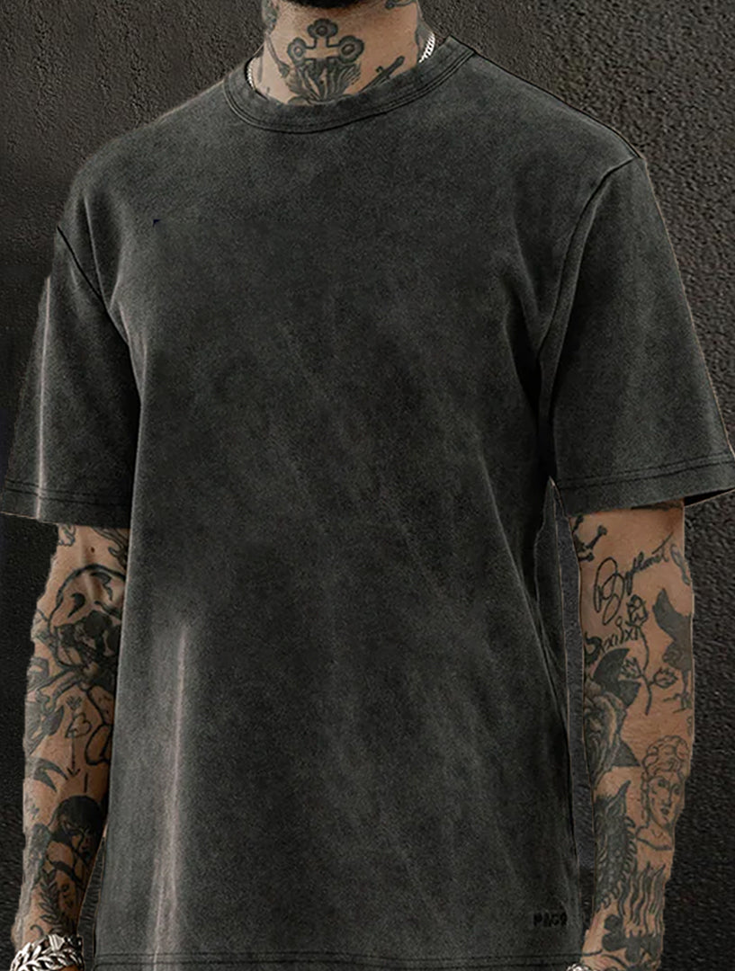 Solid Color Washed Men's T-shirt