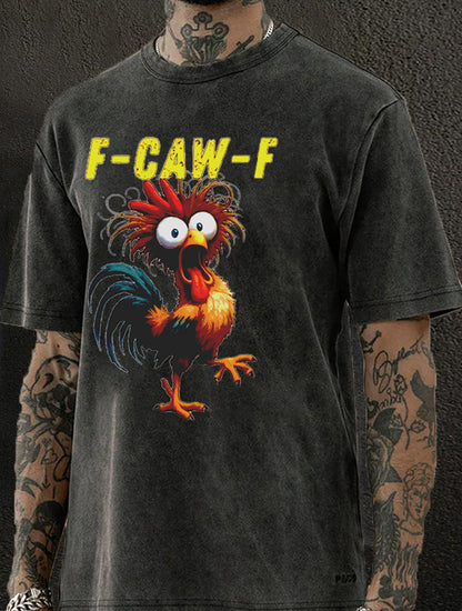 F-Caw-F Crazy Rooster Washed Men's T-shirt