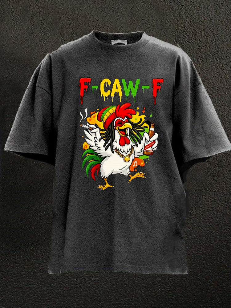F-Caw-F Party Rooster Washed Men's T-shirt