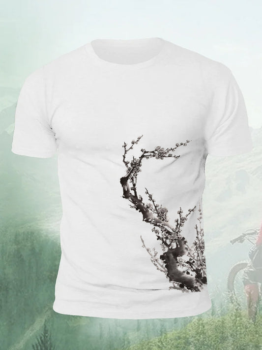 Chinese Ink Plum Blossom Painting Men's T-shirt