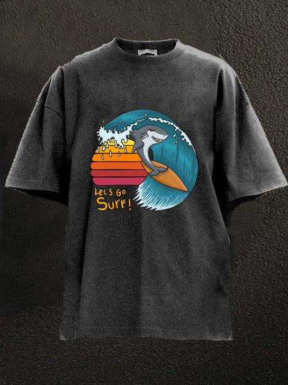 Let's Go Surf Shark Vacation Washed Men's T-shirt