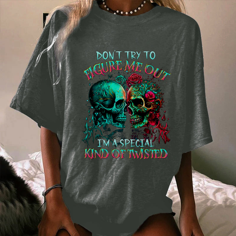 DON'T TRY TO FIGURE ME OUT ALL OVER PRINT WOMEN'S T-SHIRT