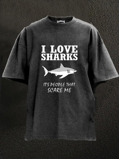 I Love Shark Vacation Washed Men's T-shirt
