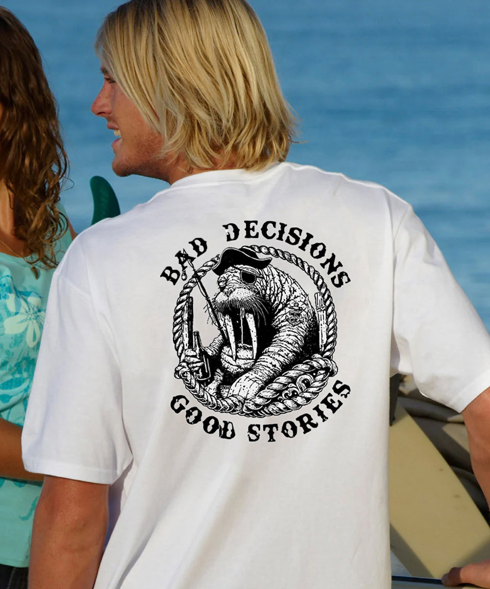 Bad Decisions Good Stories Men's Cotton T-shirt