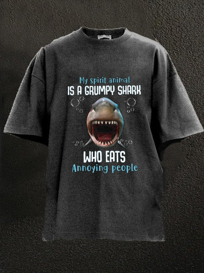 Grumpy Shark Vacation Washed Men's T-shirt