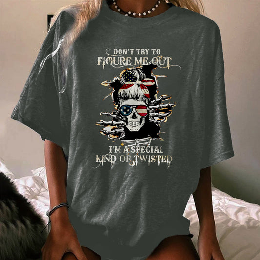 DON'T TRY TO FIGURE ME OUT ALL OVER PRINT WOMEN'S T-SHIRT