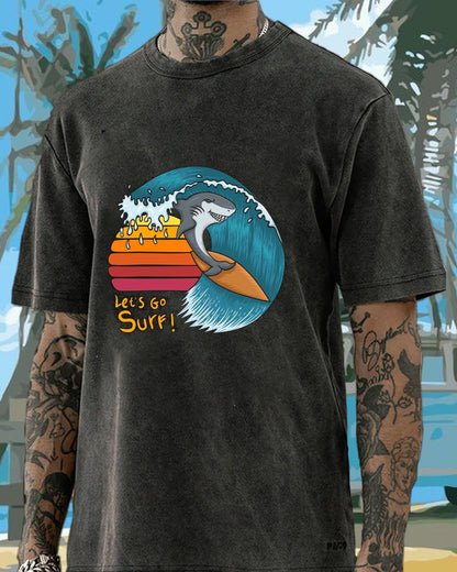 Let's Go Surf Shark Vacation Washed Men's T-shirt