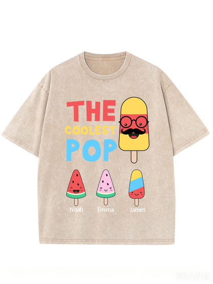 Custom The Coolest Pop Washed Men's Personalized T-shirt
