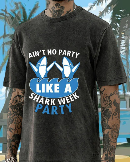 Shark Week Party Vacation Washed Men's T-shirt