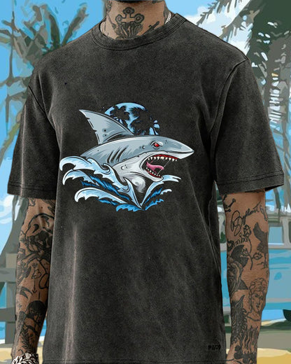 Shark Vacation Washed Men's T-shirt