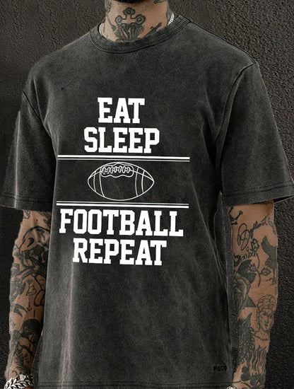 Eat Sleep Football Repeat Washed Men's T-shirt