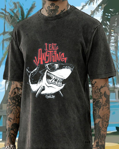 Shark Eat Anything Vacation Washed Men's T-shirt
