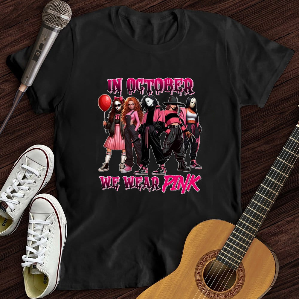 Halloween In October We Wear Pink Horror Friends WOMEN'S T-SHIRT